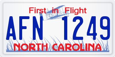 NC license plate AFN1249
