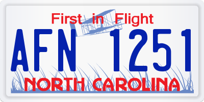 NC license plate AFN1251