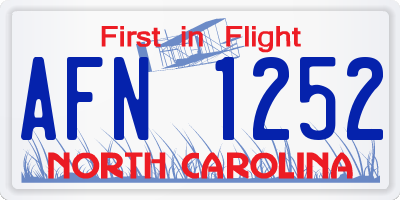 NC license plate AFN1252
