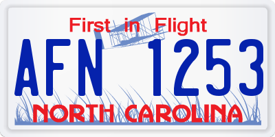 NC license plate AFN1253