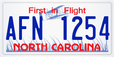 NC license plate AFN1254
