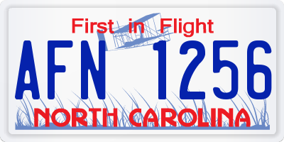 NC license plate AFN1256