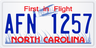 NC license plate AFN1257