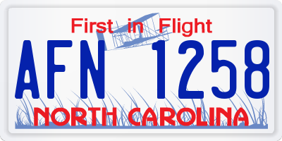 NC license plate AFN1258