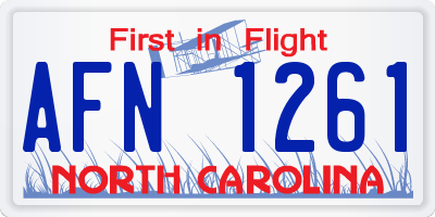 NC license plate AFN1261