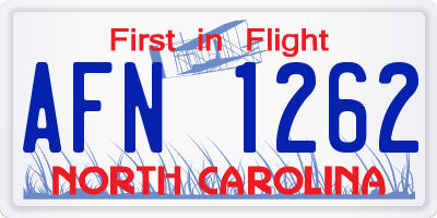 NC license plate AFN1262