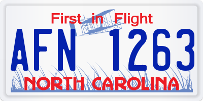 NC license plate AFN1263