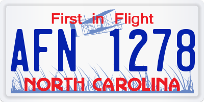 NC license plate AFN1278