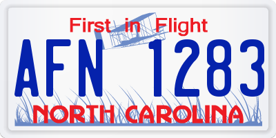 NC license plate AFN1283