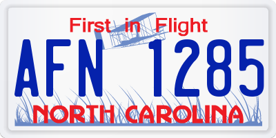 NC license plate AFN1285