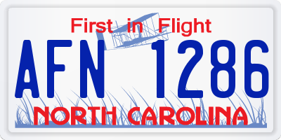 NC license plate AFN1286