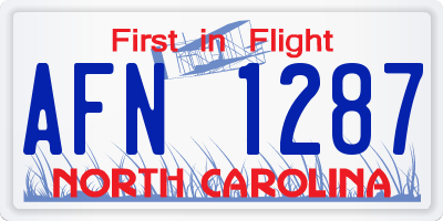 NC license plate AFN1287