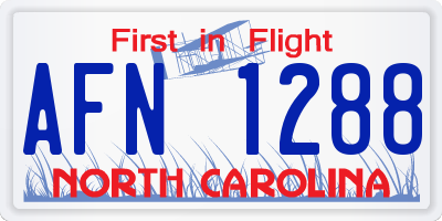 NC license plate AFN1288