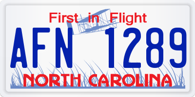 NC license plate AFN1289