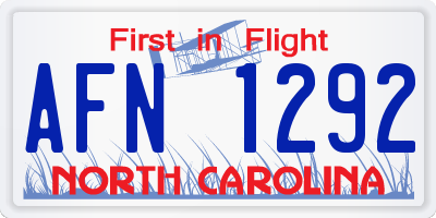 NC license plate AFN1292