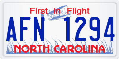 NC license plate AFN1294