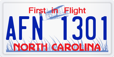 NC license plate AFN1301