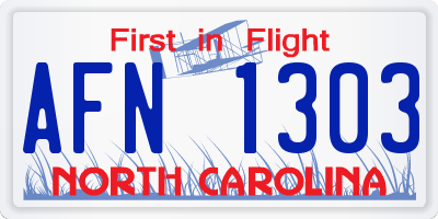 NC license plate AFN1303
