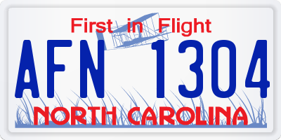 NC license plate AFN1304