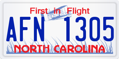 NC license plate AFN1305