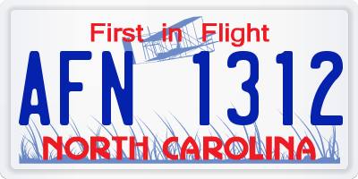 NC license plate AFN1312