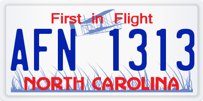 NC license plate AFN1313