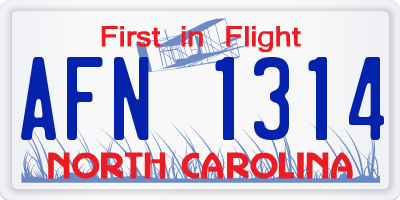 NC license plate AFN1314