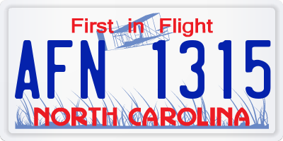 NC license plate AFN1315