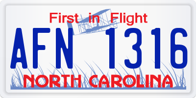 NC license plate AFN1316