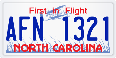 NC license plate AFN1321