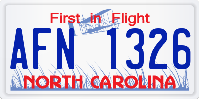 NC license plate AFN1326
