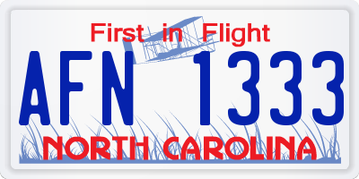 NC license plate AFN1333