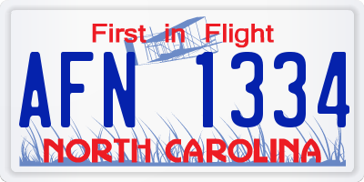 NC license plate AFN1334