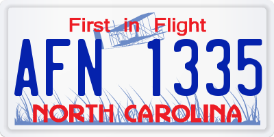 NC license plate AFN1335