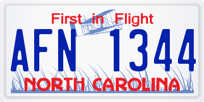 NC license plate AFN1344