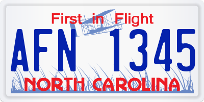NC license plate AFN1345