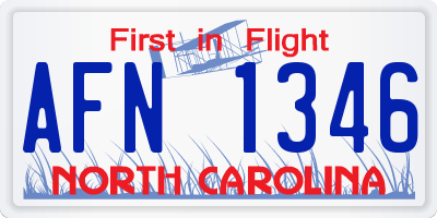 NC license plate AFN1346