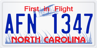 NC license plate AFN1347