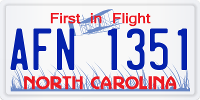 NC license plate AFN1351
