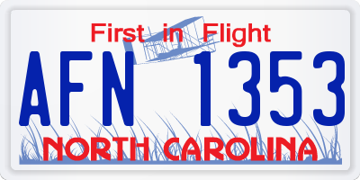 NC license plate AFN1353