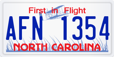 NC license plate AFN1354