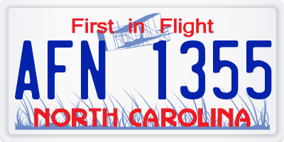 NC license plate AFN1355
