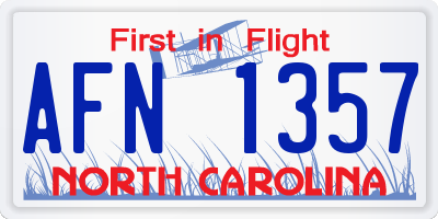 NC license plate AFN1357