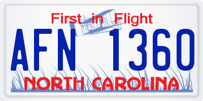 NC license plate AFN1360