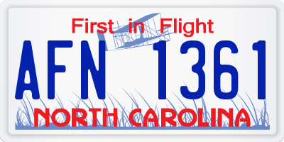 NC license plate AFN1361