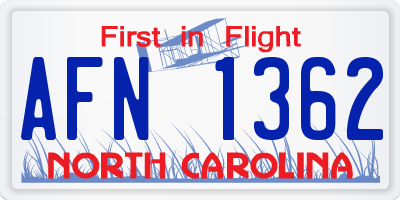 NC license plate AFN1362