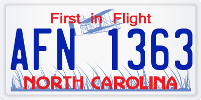 NC license plate AFN1363