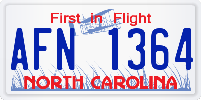 NC license plate AFN1364