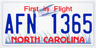 NC license plate AFN1365