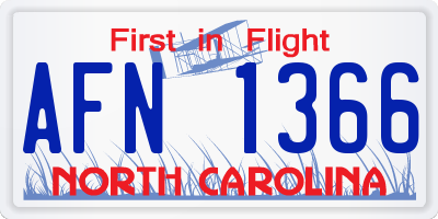 NC license plate AFN1366